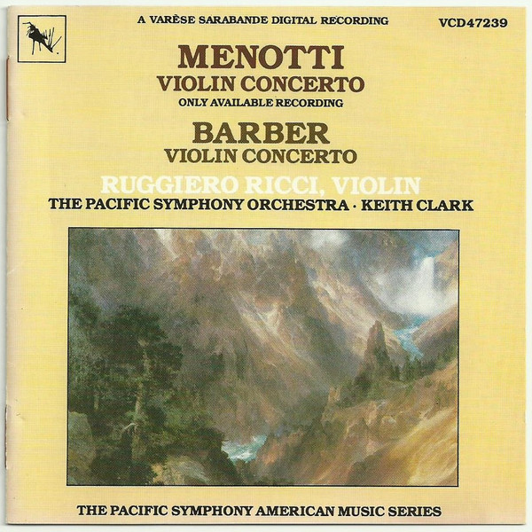Barber And Menotti Violin Concertos
