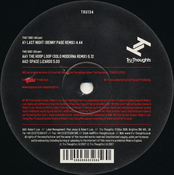 Last Night (Benny Page Remix) / The Hoop Loop (Solo Moderna Remix) / Space Lizards