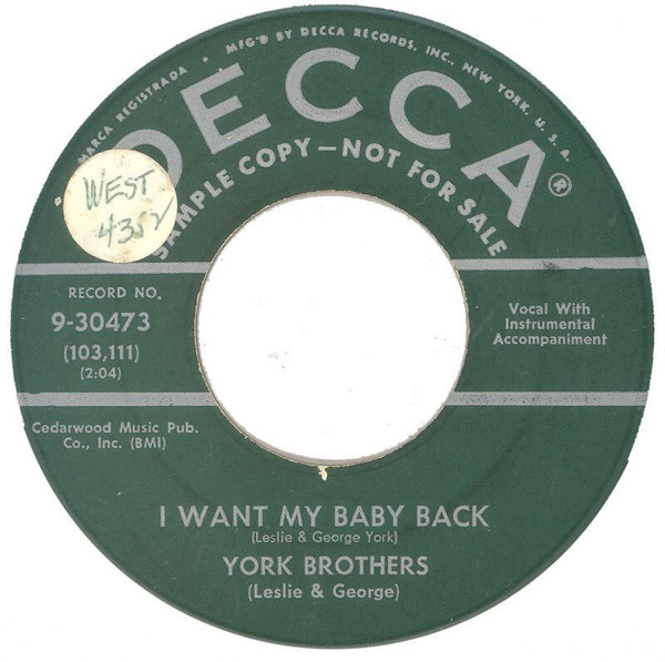 I Want My Baby Back / Everybody's Tryin' To Be My Baby