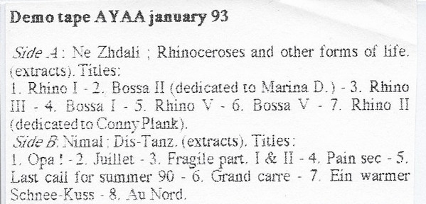 Demo Tape Ayaa January 93