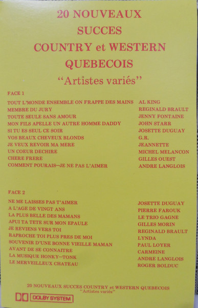 20 Nouveaux Succes Country Et Western Quebecois "Artistes Variés"