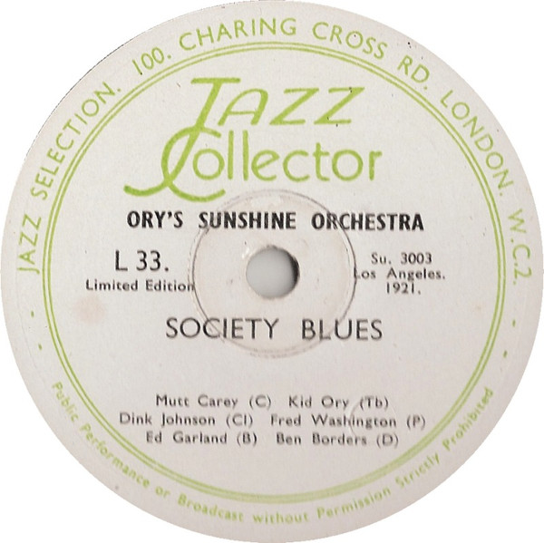 Ory's Creole Trombone / Society Blues