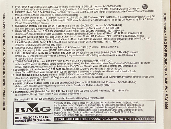BMG Pop Promo CD Compilation #5 - May 1996