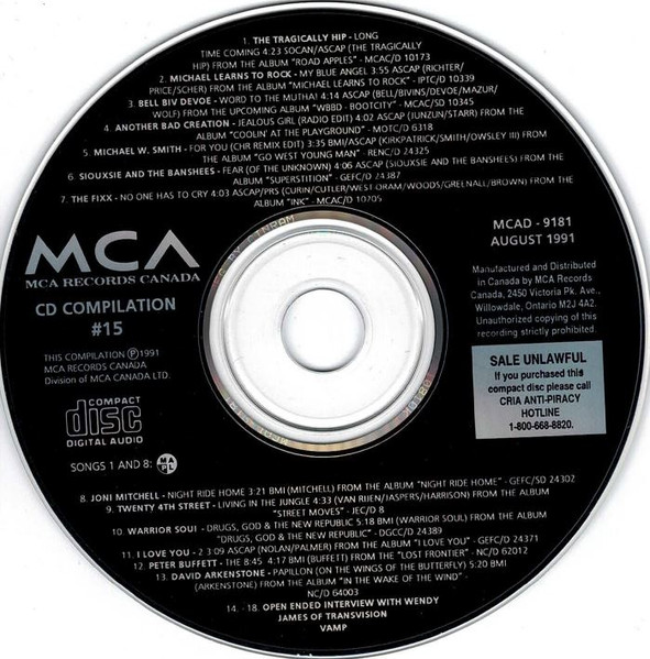 MCA Records Canada CD Compilation #15 - August 1991