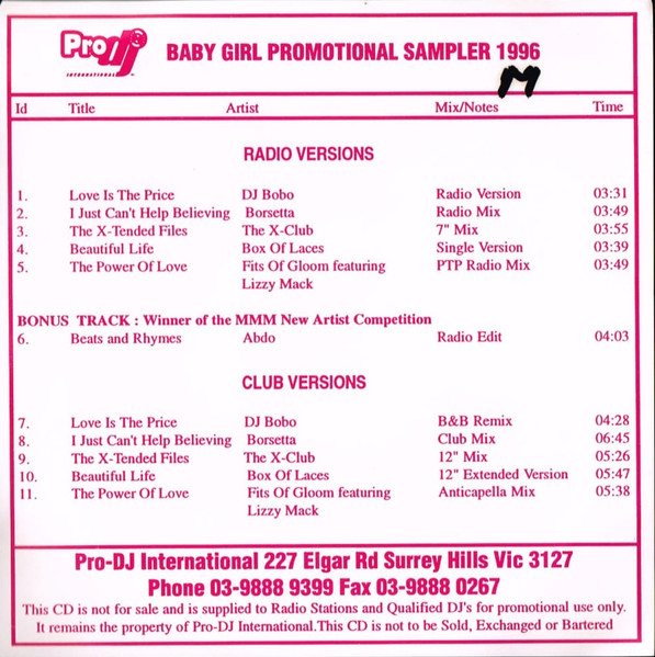 Baby Girl Promotional Sampler 1996