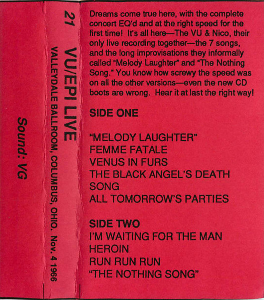 VU/EPI Live: Valleydale Ballroom, Columbus, Ohio. Nov. 4 1966