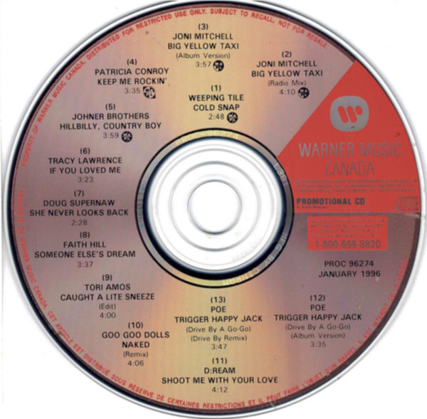 Warner Music Canada Promotional CD - Volume 274 - January 1996