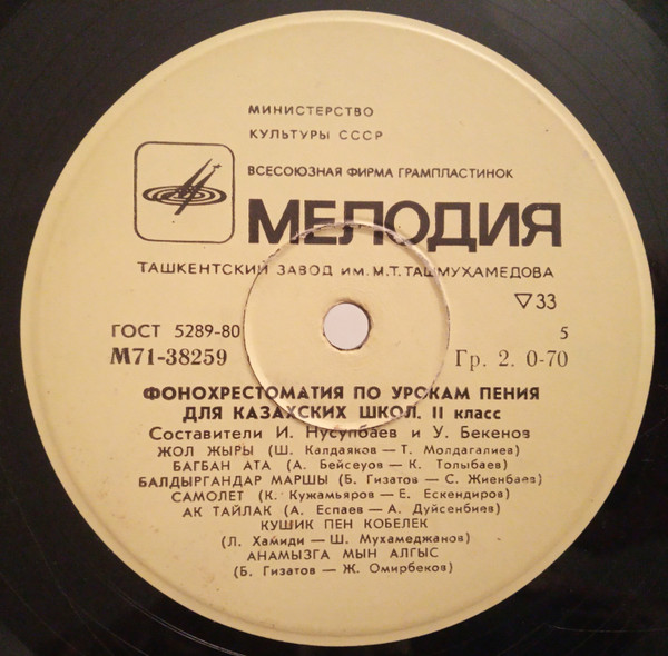 Фонохрестоматия по урокам пения для казахских школ. II класс