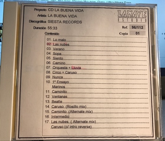 CD La Buena Vida (Sesiones De Estudio Soidemersol)