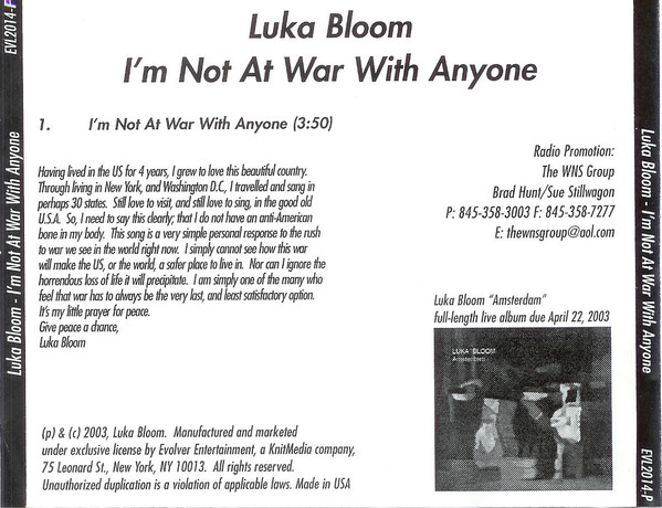 I'm Not At War With Anyone