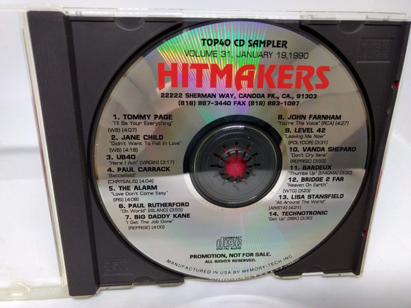Hitmakers Top 40 CD Sampler Volume 31 January 19, 1990