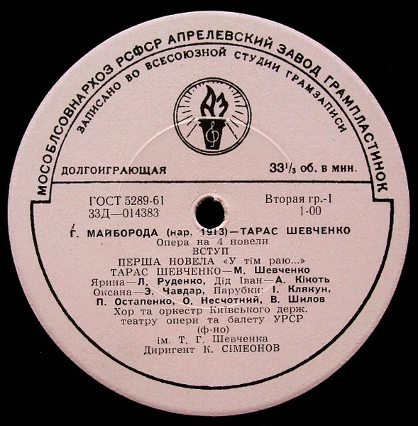 Тарас Шевченко (Опера На 4 Новели)