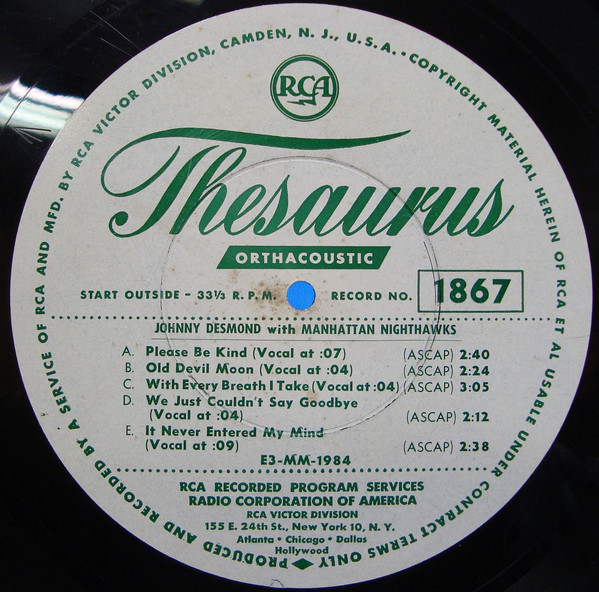 Johnny Desmond with Manhattan Nighthawks / Virgil Fox - Church Organ