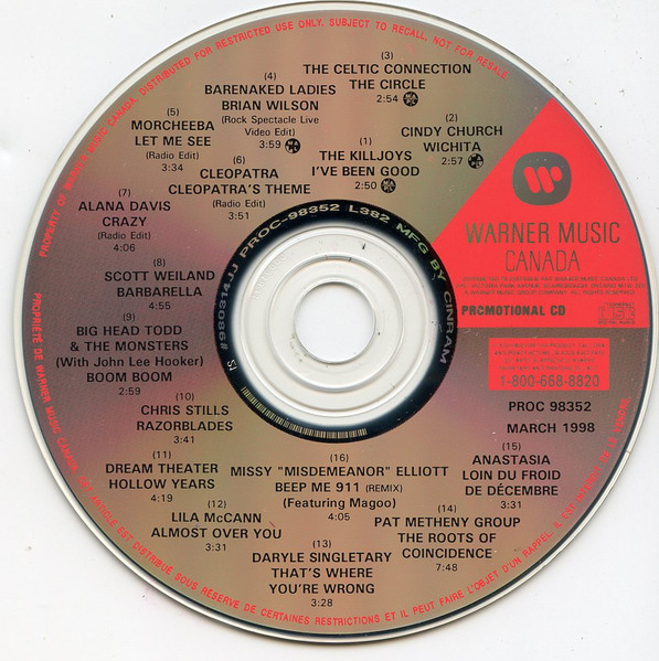 Warner Music Canada Promotional CD - Volume 352 - March 1998
