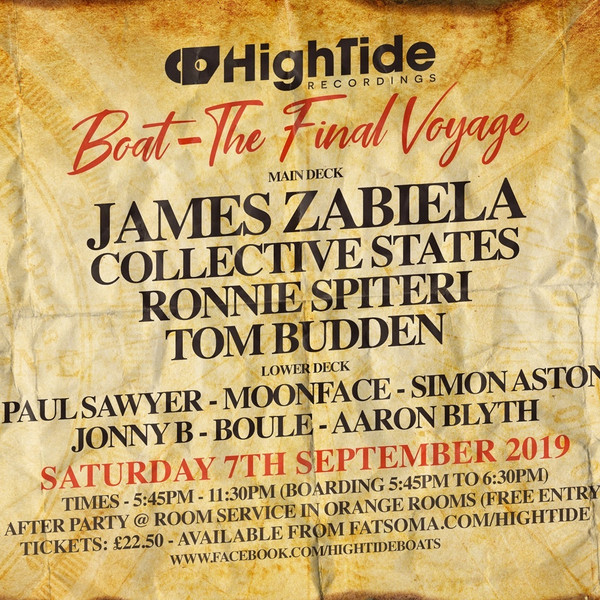 High Tide Boat Party 7th September 2019