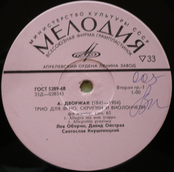 А. Дворжак (1841—1904). Трио Для Ф-но, Скрипки И Виолончели Фа Минор, Соч. 65
