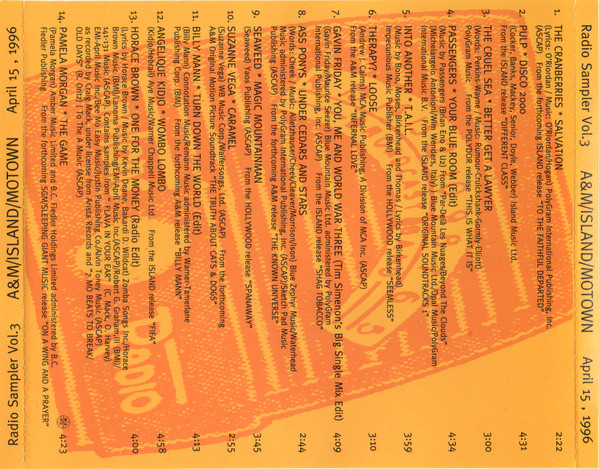 A&M/Island/Motown Radio Sampler Vol. 3 (April 15, 1996)