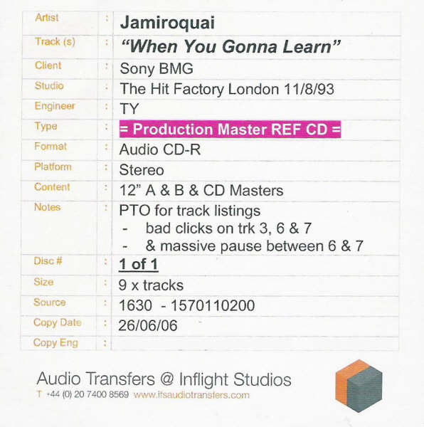 When You Gonna Learn? (Inflight Studios Promo Cdr)