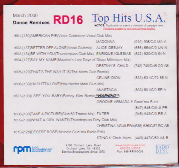 Dance Remixes March 2000