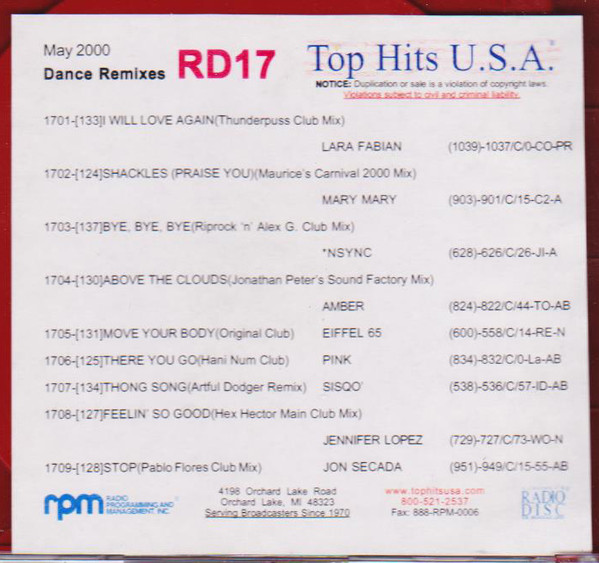 Dance Remixes May 2000