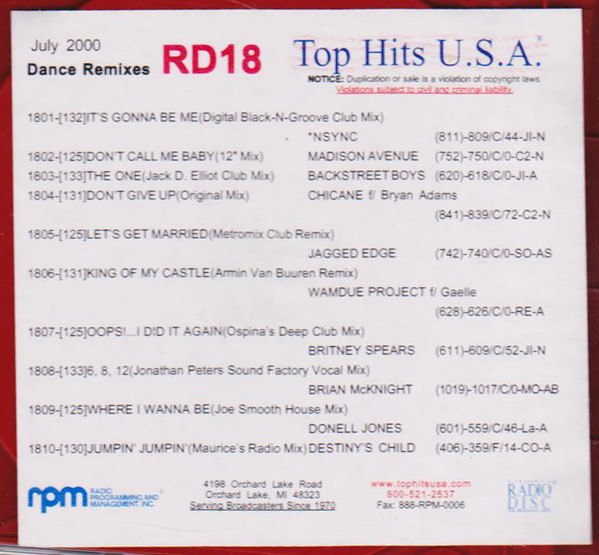 Dance Remixes July 2000