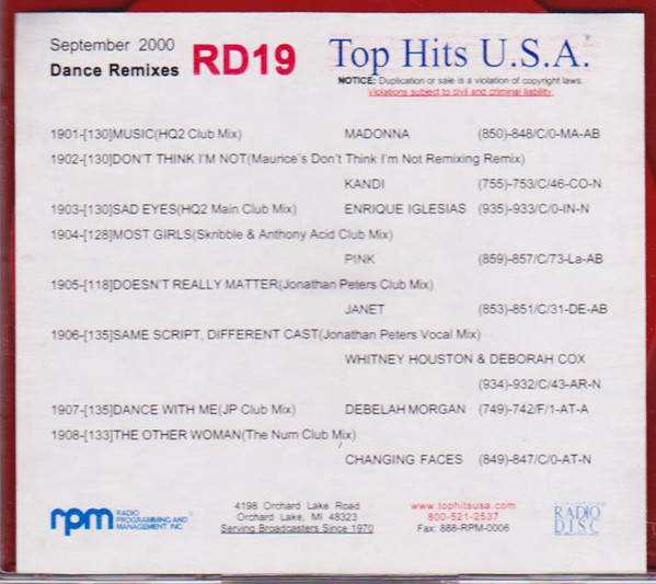 Dance Remixes September 2000