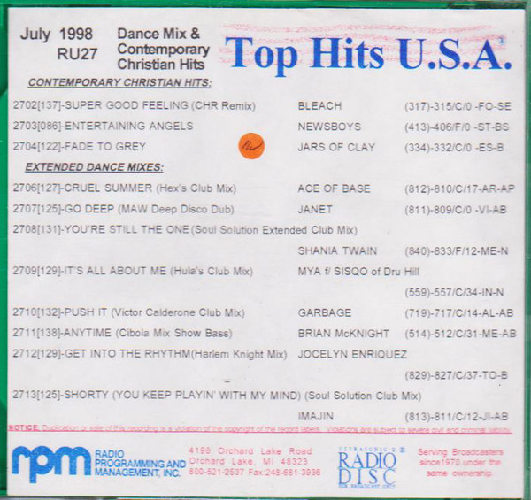 Special Dance Mixes & Contemporary Christian Hits July 1998