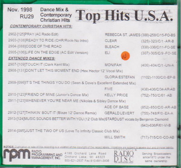 Special Dance Mixes & Contemporary Christian Hits November 1998