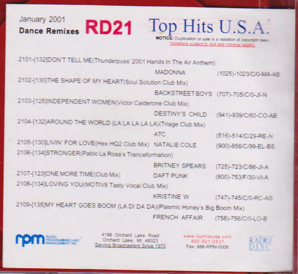 Dance Remixes January 2001