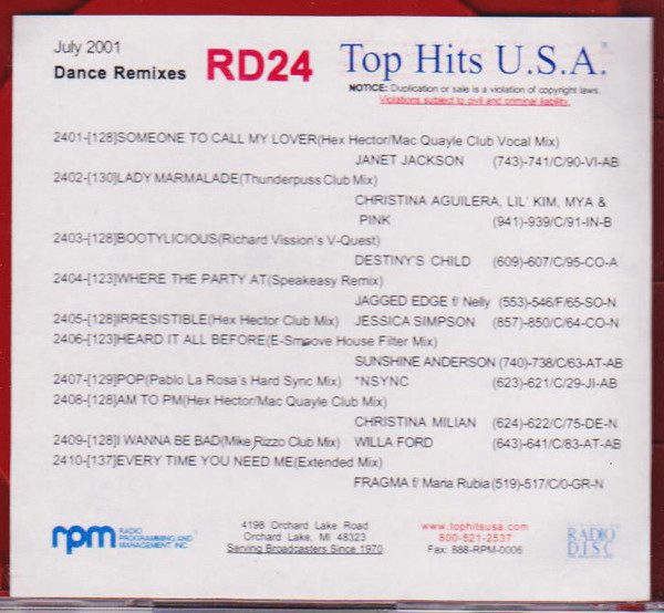 Dance Remixes July 2001