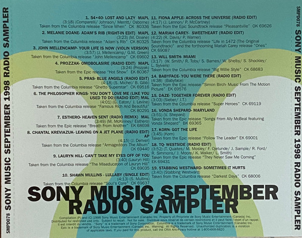 Sony Music Radio Sampler (September 1998)