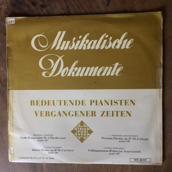 Bedeutende Pianisten Vergangener Zeiten