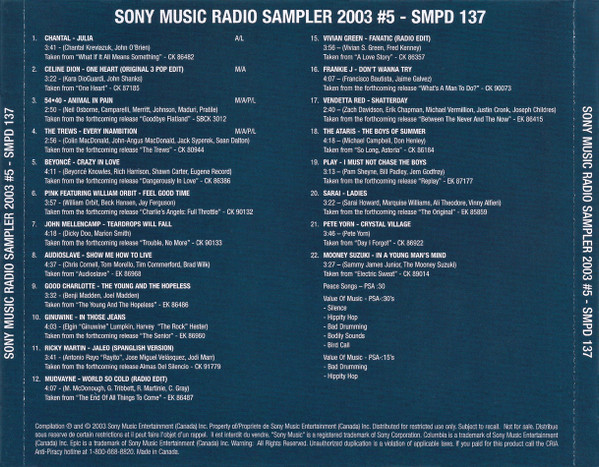 Sony Music Radio Sampler 2003 #5