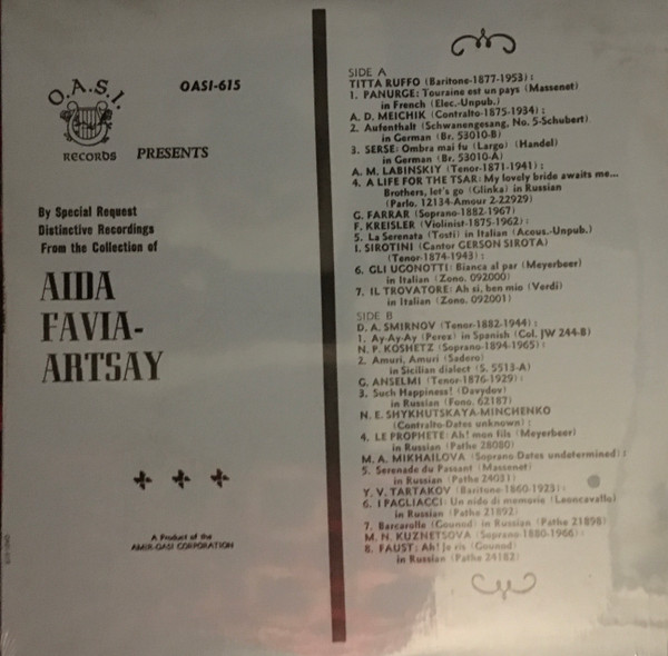 By Special Request Distinctive Recordings From The Collection Of Aida Favia-Artsay