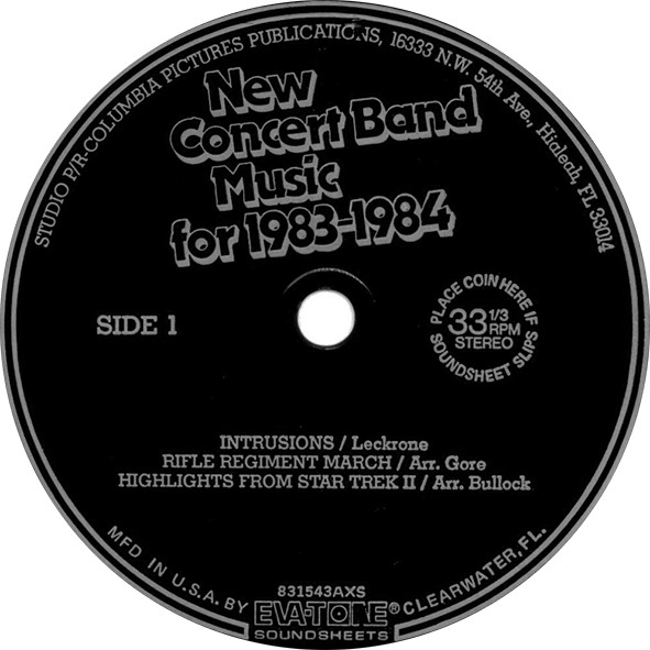 New Concert Band Music For 1983-1984 By Studio P-R-Columbia Pictures Publications