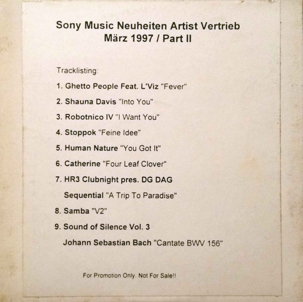 Sony Music Neuheiten Artist Vertrieb März 1997 / Part II