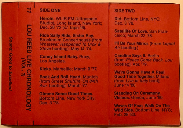 Lou Reed Live Chronology
