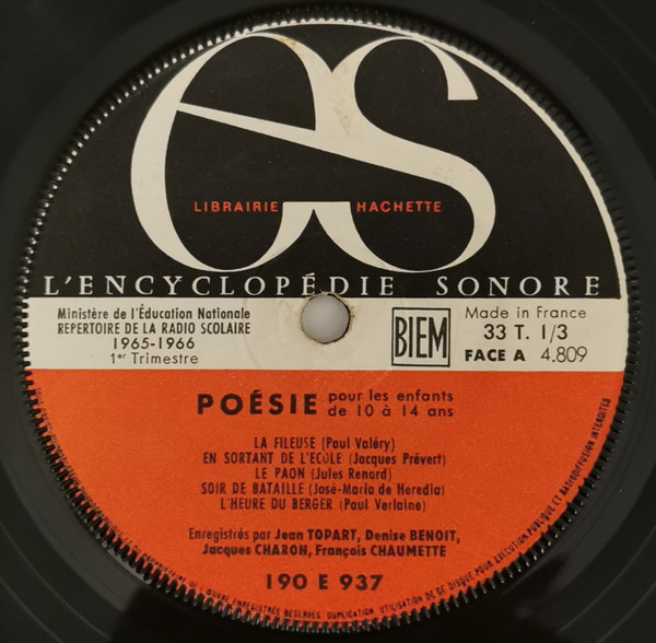 Chant Et Poésie 1965-1966 1er Trimestre