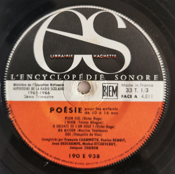 Chant Et Poésie 1965-1966 2ème Trimestre