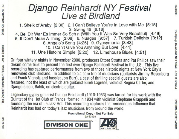 Django Reinhardt NY Festival Live At Birdland