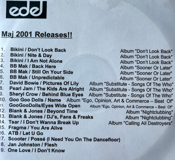 Edel Maj 2001 Releases!!