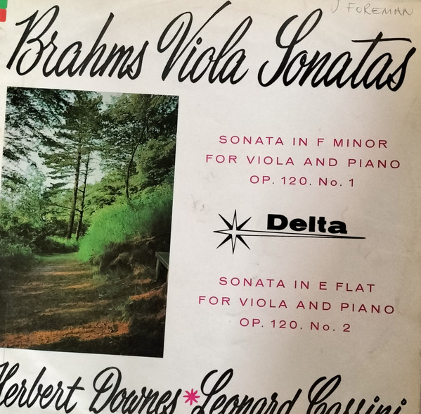Brahms Violin Sonatas, Sonata in F Minor for Viola and Piano OP.120 No.1, Sonata in E Flat for Viola and Piano OP 120. No.2