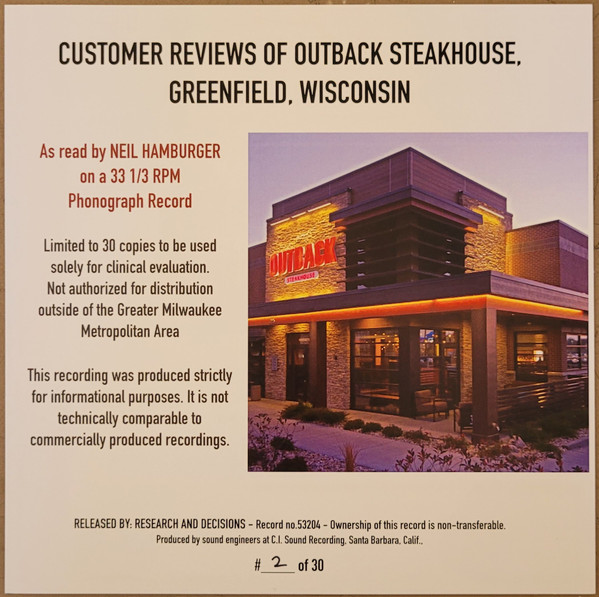 Customer Reviews of Outback Steakhouse, Greenfield, Wisconsin
