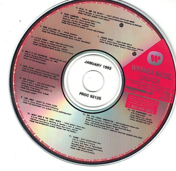 Warner Music Canada Promotional CD - Volume 125 - January 1992