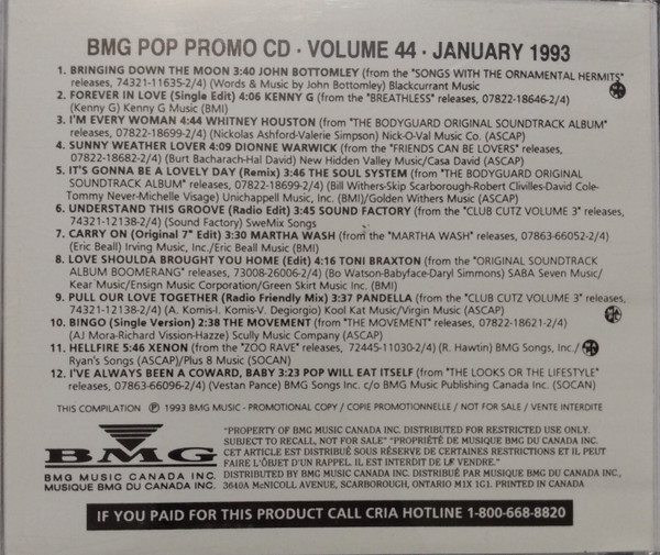 BMG Pop Promo CD Compilation #44 - January 1993