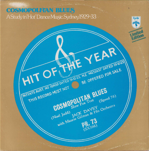 Cosmopolitan Blues - A Study In 'Hot' Dance Music.Sydney 1929-33