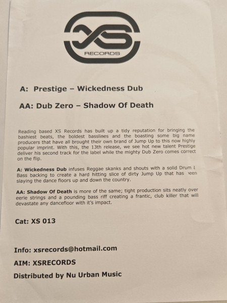 Wickedness Dub / Shadow Of Death