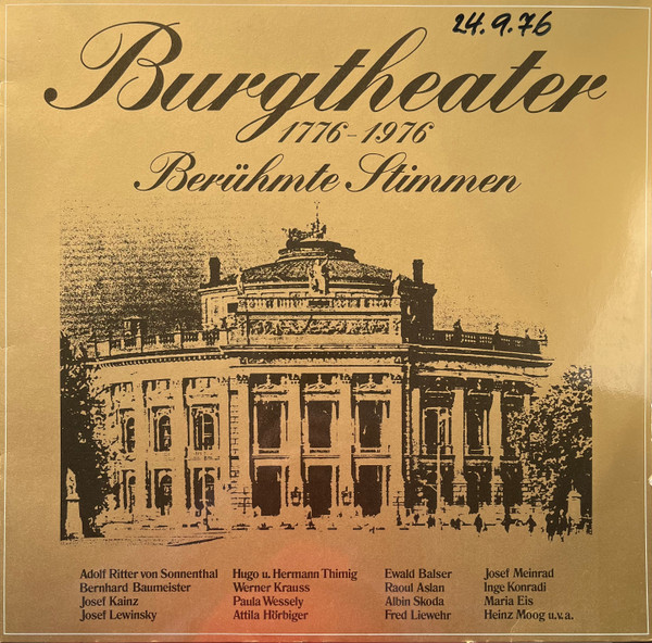 Burgtheater 1776-1976  Berühmte Stimmen