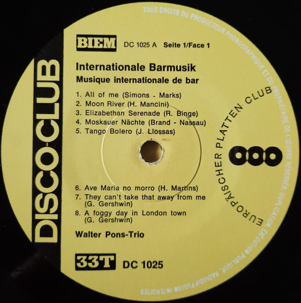 Internationale Barmusik = Musique Internationale De Bar