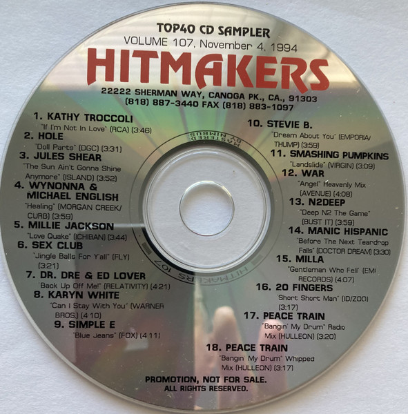 Hitmakers Top 40 CD Sampler Volume 107 November 4, 1994